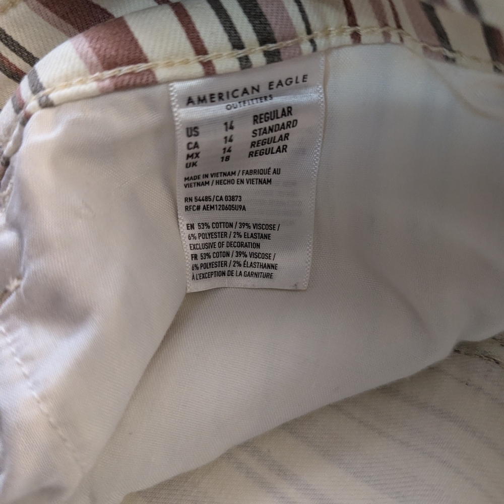 American Eagle Outfitters Striped Pants Hi-Rise Jeggings EUC Women's Size 14 - Picture 3 of 5